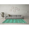 thumbnail image 3 of Ahgly Company Machine Washable Indoor Rectangle Abstract Turquoise Blue Contemporary Area Rugs, 3' x 5', 3 of 4