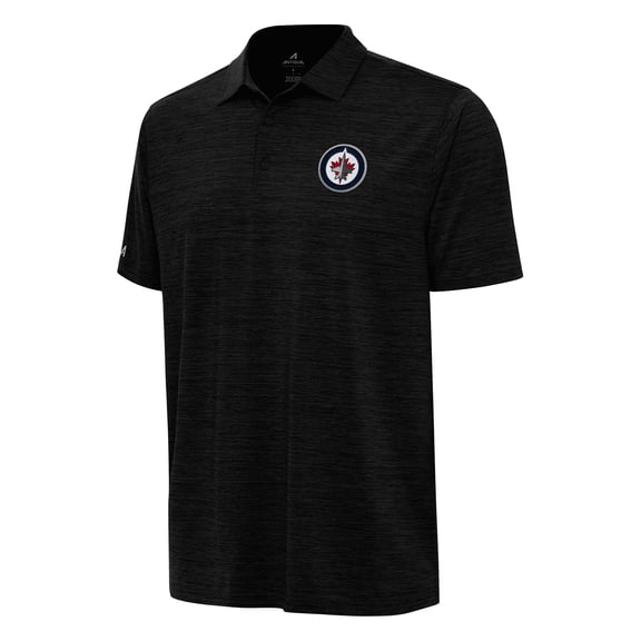 Men's Antigua  Heather Black Winnipeg Jets Layout Polo