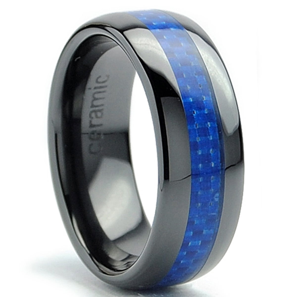 RingWright Co. 8MM Dome Men�s Black Ceramic Ring Wedding