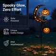 thumbnail image 3 of Solar Skeleton & Pumpkin Moon Garden Stake Light, Halloween Outdoor Waterproof LED Yard Decoration with Crescent Moon, Hanging Jack-o'-Lantern Lantern for Garden, Patio, Walkway, Porch (Skeleton), 3 of 6