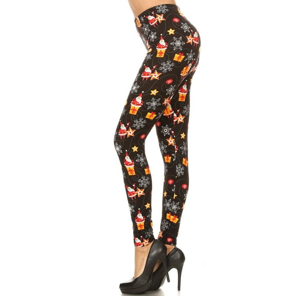 Women's PLUS Christmas Present Snowflake Pattern Printed Leggings