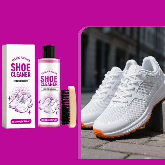 Shoe Cleaner Kit with Bottle and Brush For Fabric Cleaner For Leather, Whites, Suede and Nubuck Sneakers