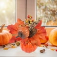 thumbnail image 6 of LOWLHOME Realistic Fake Pumpkins For Flower Arrangement, Sunflower Maple Leaf Berries Faux Pumpkin, Halloween Thanksgiving Fall Table Decorations (7.5in, Style D), 6 of 6
