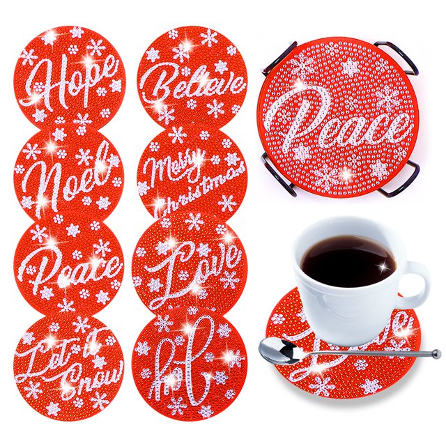 Posavasos DIY antideslizante diamante pintura mosaico mesa mantel redondo Kit regalos de Navidad FLhrweasw Nuevo