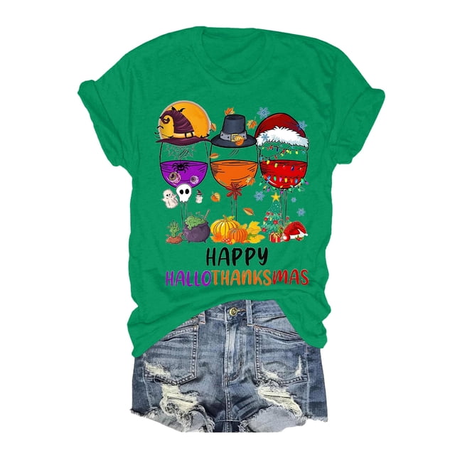 WEAIXIMIUNG T-Shirt à Manches Courtes Col Rond Imprimé Festif pour la Saint-Valentin pour Femmes