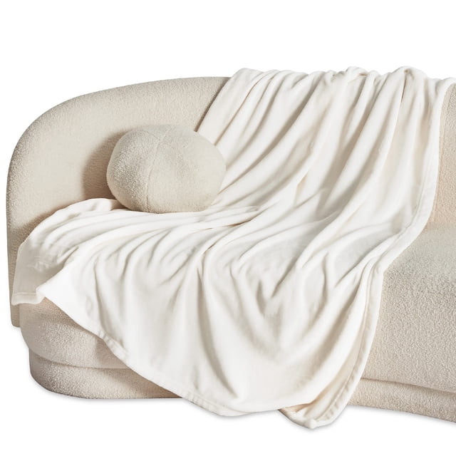 Manta Bedsure Twin XL, 168 x 229 cm, ligera, color crema