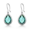thumbnail image 2 of Gem Stone King 14x10mm Pear Shaped Checkerboard Green Nano Paraiba 925 Silver Dangle Earrings with French Wire, 2 of 2