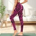 thumbnail image 3 of COEQINE Women Full-Length Yoga Pants with Pockets High Waisted Tummy Control 4-Way Stretch Athletic Leggings Pink Zebra Print Buttery Soft No See Through Tights, L, 3 of 7