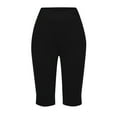 thumbnail image 5 of Ecqkame Yoga Capri Pants for Women Solid Color High Waisted Leggings Sports Pants with Pockets Casual Side Split Athletic Pants Black, 5 of 7