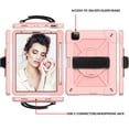 thumbnail image 4 of Dteck for Apple iPad Air 4th Generation 10.9-inch (2020 Released),Shockproof Three-Layer Multi-functional Case Heavy Duty Protector Rubber Hard Back Kickstand Hand/Shoulder Strap Cover,Rosegold, 4 of 7