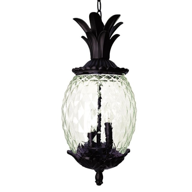 HomeRoots Lanai Matte Black Cast Aluminum Pineapple Wall Light 3-Light