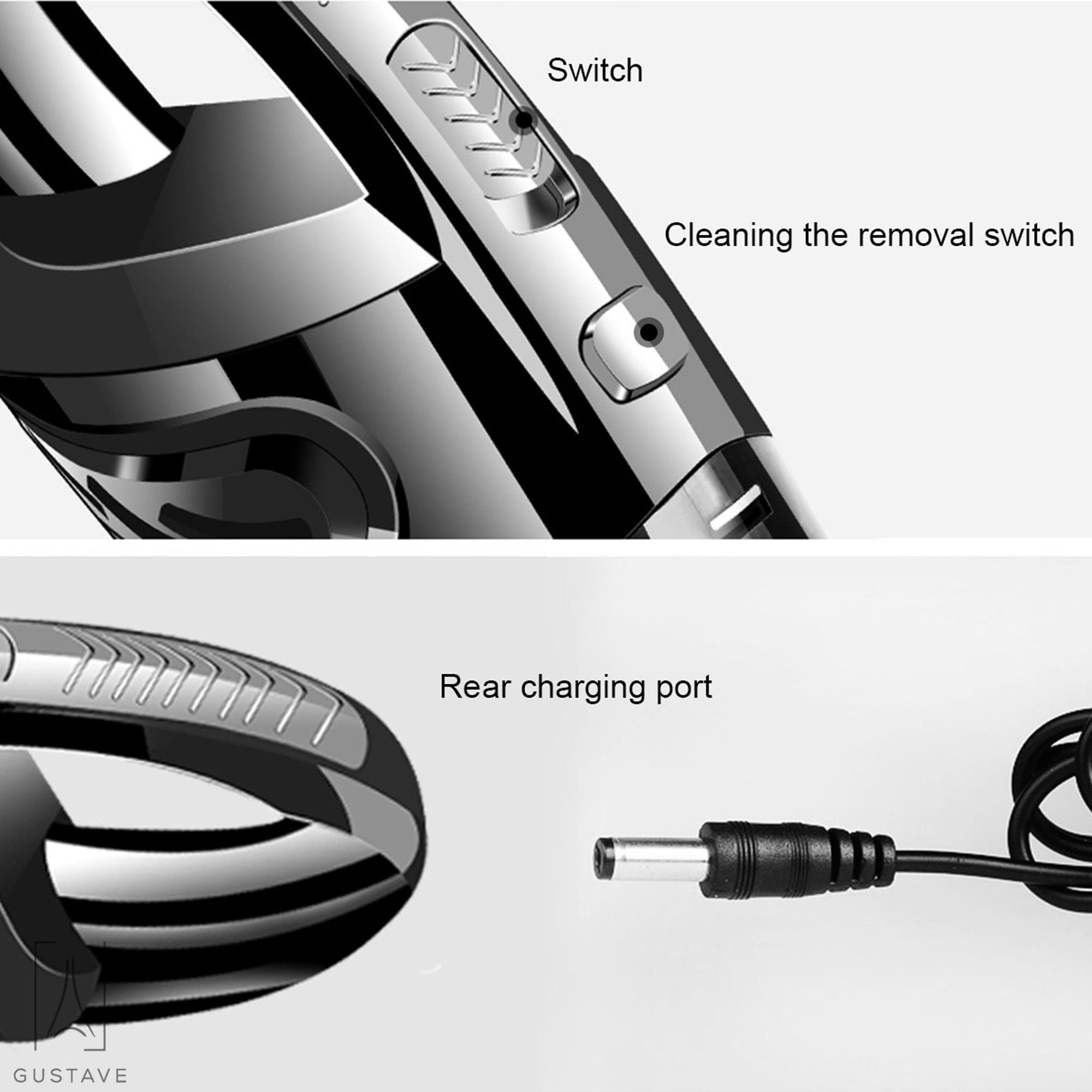 Gustave Handheld Car Vacuum Cleaner, Cordless Vacuum Cyclonic Suction Vacuum Cleaner with Stainless Steel Filter (Bagless) and 6 of Accessories for Home and Car Cleaning