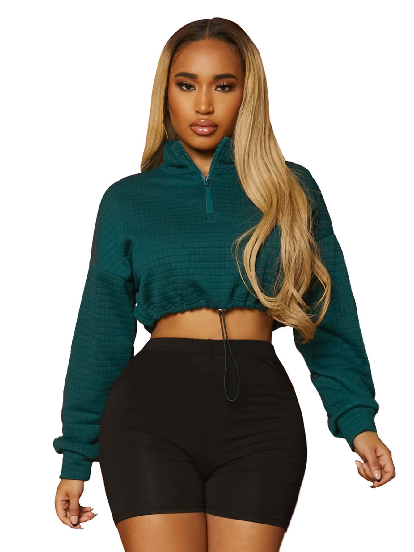 Women's Drop Shoulder Half Zipper 