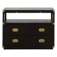 thumbnail image 2 of 35 Inch Wood Nightstand with 2 Drawers and 1 Shelf, Modern Gold, Black, 2 of 9