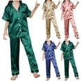 thumbnail image 7 of Pajamas Set for Boys Girls Silky Satin Pjs Sleepwear 2 PCS Set Short Sleeve Button Down Top Pants Home Wear, 7 of 7