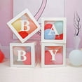 thumbnail image 6 of Cheinxy Baby Boxes with Letters for Baby Shower,4 Transparent Balloon boxes for Gender Reveal Decorations Birthday Wedding Party Backdrop, White, 6 of 7