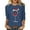 Blue, variant on Funny Christmas T-Shirts For Women Casual Fashionable Red Glass Print Round Neck 3/4 Sleeve Xmas Gift Clothes