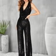 thumbnail image 6 of Ankishi Halter Jumpsuits for Women Deep V Sleeveless Sequin Wide Leg Pants Cowl Neck Rompers for Night Club, 6 of 7