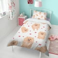thumbnail image 4 of Pomeranian Dogs with Hearts Duvet Cover and Pillowcase Set for Single Bedding, Bedroom Accessories for Kids Teens, 4 of 5