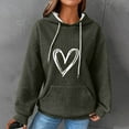 thumbnail image 2 of Hooded Sweatshirt for Womens Plus Size Trendy Fall Winter Casual Loose Long Sleeve Round Neck Drawstring Solid Color Tops Blouses,Army Green 3,M, 2 of 3