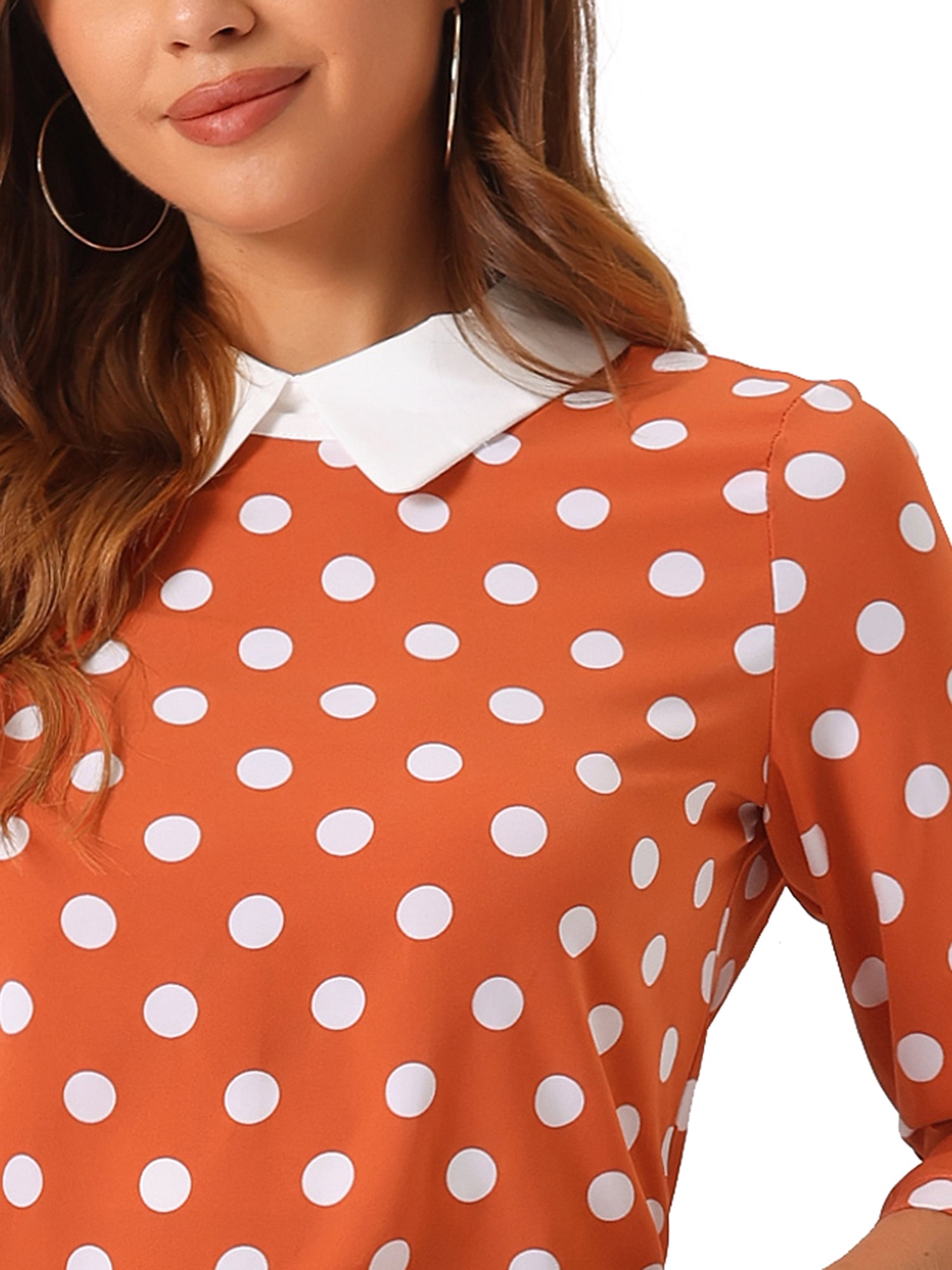 DARING DIVA Blouses 3/4 Sleeves Solid Office Work Tops S Orange