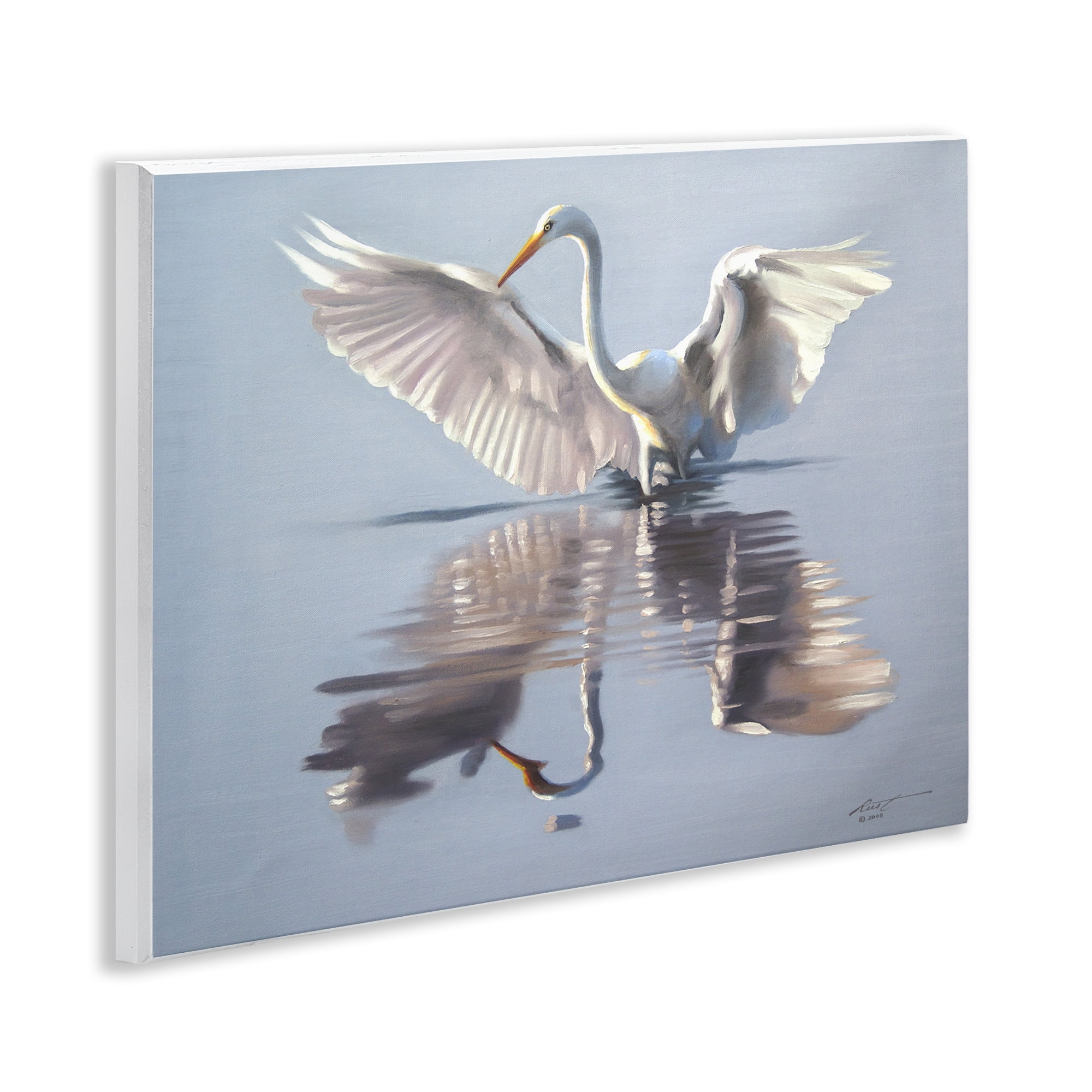 Stupell Industries Egret with Beautiful Wingspan Animals & Insects Painting Unframed Art Print Wall Art, 14 x 11