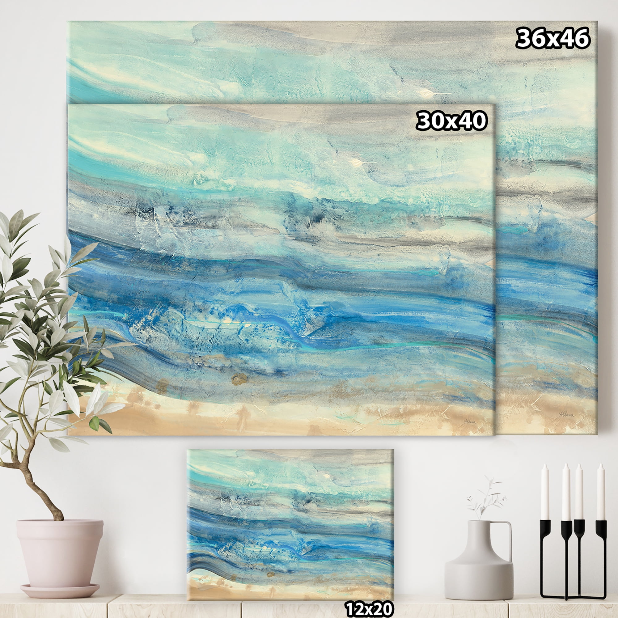 Designart 'Ocean Mineral Waves' Nautical & Coastal Canvas Art
