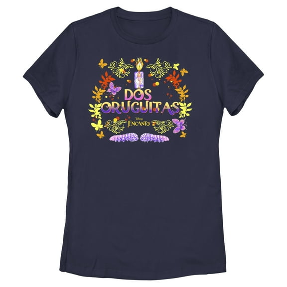 Women's Encanto Dos Oruguitas Two Caterpillars  Graphic Tee Navy Blue X Large