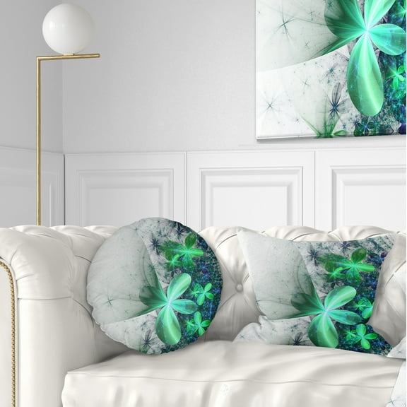 Designart 12" x 20" Blue Polyester Throw Pillow