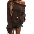 thumbnail image 3 of Women'S Off the Shoulder Sweater Oversized Batwing Sleeve Loose Pullover Sweaters Tops Brown XL, 3 of 10
