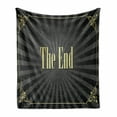 thumbnail image 1 of Old Hollywood Soft Flannel Fleece Throw Blanket, Movie Ending Screen with Vintage Video Frame End Text, Cozy Plush for Indoor and Outdoor Use, 50" x 70", Charcoal Grey Black, by Ambesonne, 1 of 6
