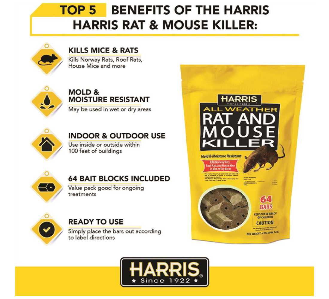 Harris HRB-64 4 lbs./64 Bars All Weather Rat and Mouse Killer