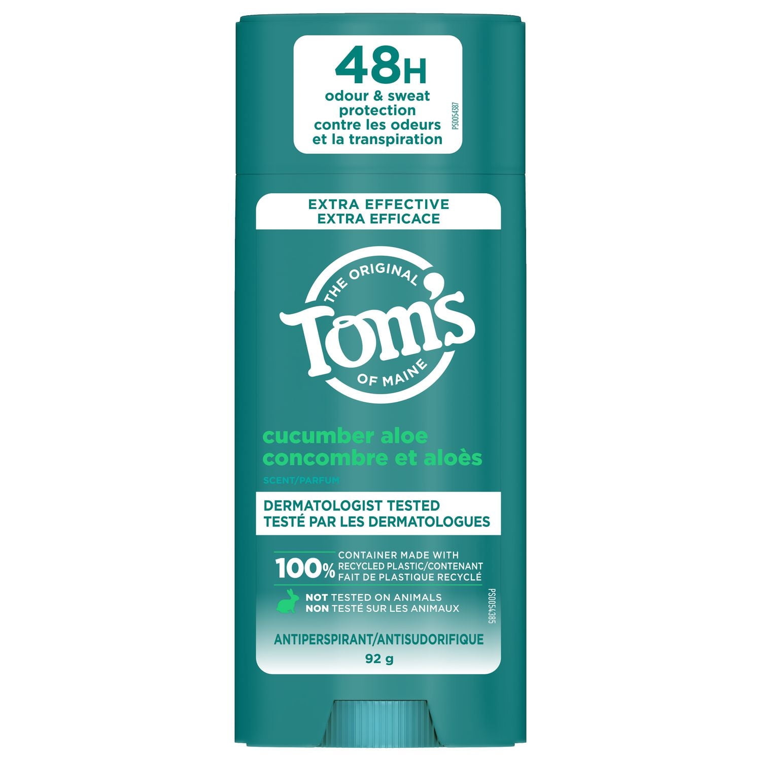 Tom's of Maine Antisudorifique au concombre et à l'aloès pour femmes et hommes, avec aluminium recyclé, 92 g Tom's of Maine Antisudorifique conc et l'aloès