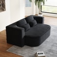 thumbnail image 2 of 75" 2-in-1 Foldable Sofa Bed, Convertible Sleeper Floor Sofa with Multi-Functional Blanket, Corduroy Lounge Bed for Living Room Bedroom Studio, Black, 2 of 7