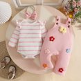 thumbnail image 2 of CAUYDY Baby Girl Photoshoot Outfits Newborn Girls Long Sleeve Romper Set Preemie Fall Winter Clothes Infant Bodysuit 0 3 6 9 Months 1T 2T Sizes 6-12 Months,Pink, 2 of 9