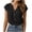 #0192-Black, variant on Henley Tops for Women Short Sleeve V Neck Button Front Casual Blouses Modern Minimalist Style Lightweight Breathable Relaxed-Fit Tops Gift