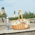 thumbnail image 6 of Wicker Picnic Basket with Liner, Wooden Split Lid Picnic Basket, Vintage-Style Picnic Hamper with Folding Woven Handle for Picnic, Camping, Outdoor, Valentine Day, Thanks Giving, Birthday, 6 of 6