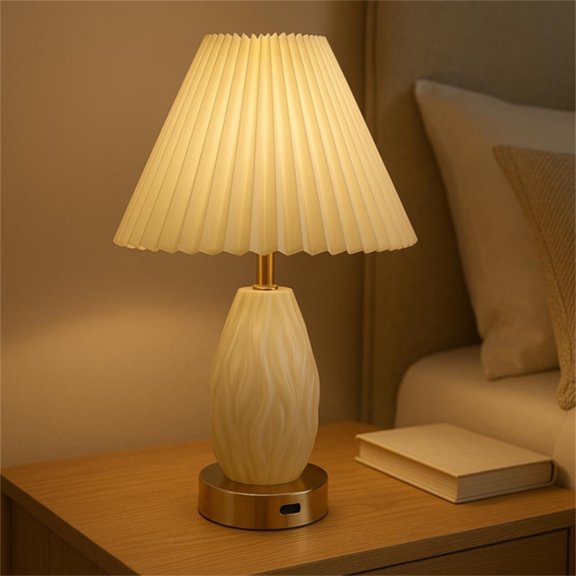 Bedroom Lamps 3 Color Temperatures - 2700/3500/5000K Bedside Lamps with USB C and a Ports, Pull Chain Table Lamps with AC Outlet, Nightstand Lamps with Black Metal Base for Kids Sleeping