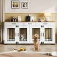 thumbnail image 5 of 71'' Dog Crate Furniture for 2 Dogs, Double Dog Crate Furniture, 71'' Large Dog Kennel Indoor with 3 Storage Drawers and Removable Divider Wooden Double Dog Crate with 3 Drawers and Removable Room Div, 5 of 8