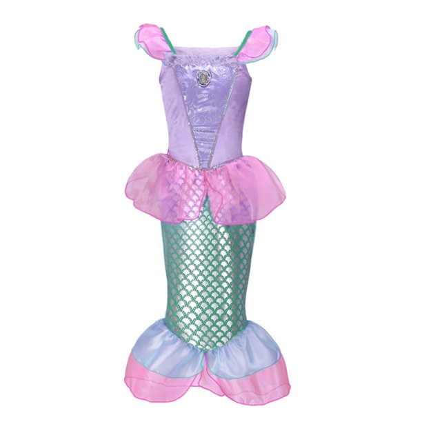 Disney Girls Little Mermaid Ariel Charm Princess Dresses Cosplay Kids Costume Carnival Party Children Halloween Dress Up Clothes9-10T (tag150) Gao Jinjia LED
