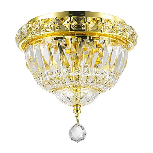 Worldwide Lighting Empire Collection 3 Light Gold Finish and Clear Crystal  Flush Mount Ceiling Light 8