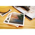 thumbnail image 3 of Lake Tahoe, California, Shoreline Sunset View with Pier (Absorbent Ceramic Coasters Set of 4 Matching Images, Cork Back, Kitchen Table Decor), 3 of 3