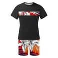 thumbnail image 4 of Mqqzkk Men's Summer Tracksuit 2 Piece Beach Outfit Short Sleeve Crew Neck Graphic Tee and Tropical Print Shorts Set, 4 of 5