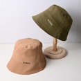 thumbnail image 5 of Casual Style Simple Pure Color Caps Autumn Winter Sun Protection Embroidered Letter Panama Hat Female Hats Women Bucket Hat Sun Hat Basin Hat BLACK, 5 of 8