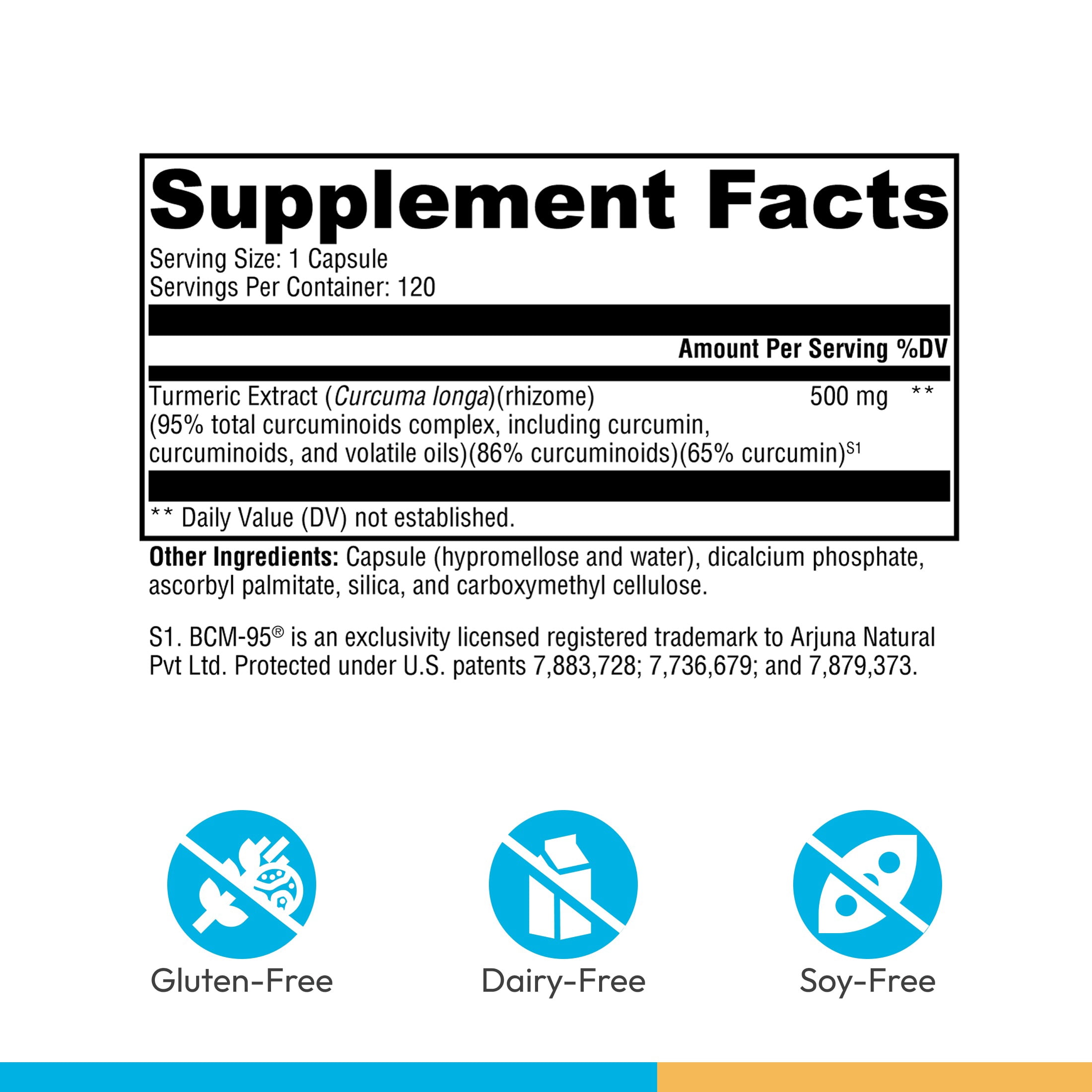 XYMOGEN CurcuPlex 95 Turmeric Curcumin Supplement for Daily Brain Support Enhanced Bioavailability Non GMO, Gluten Free, Vegan 120 Capsules