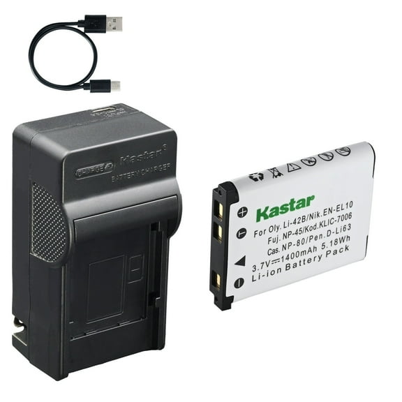 Kastar 1-Pack Battery and AC & USB-C Charger Compatible with Olympus Li-40B Li-42B, Casio NP-80, Pentax D-Li63, for Olympus FE Stylus Tough, Casio Exilim, Pentax Optio, Sanyo Xacti Cameras