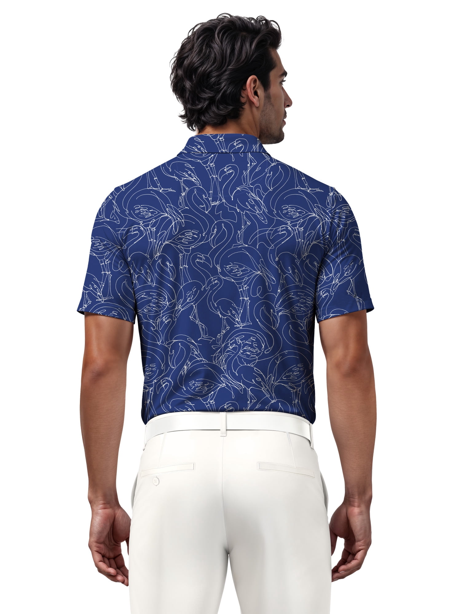 Ben Hogan Men's and Big Men’s Linear Flamingo Print Short Sleeve Golf Polo Shirt, up to Size 5XL