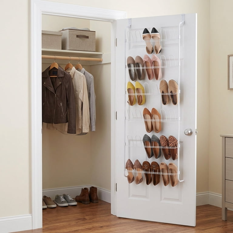 Whitmor, Over-The-Door Metal Shoe Rack, 18-Pair Capacity, White