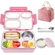 thumbnail image 1 of Lonchera Bento Box, Portátil Fiambrera Acero Inoxidable para Adultos con 5 Compartimentos, Luncheras Escolares 1150ML con Charola Extraíble, Tazón de Sopa y Bolsa Almuerzo, Fácil de Lavar, 1 of 7