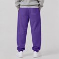thumbnail image 5 of Leidass Mens Fleece Lined Jogger Sweatpants Elastic Drawstring Waist Cuffed Ankle Solid Casual Athletic Pants with Side Pockets Purple L, 5 of 5